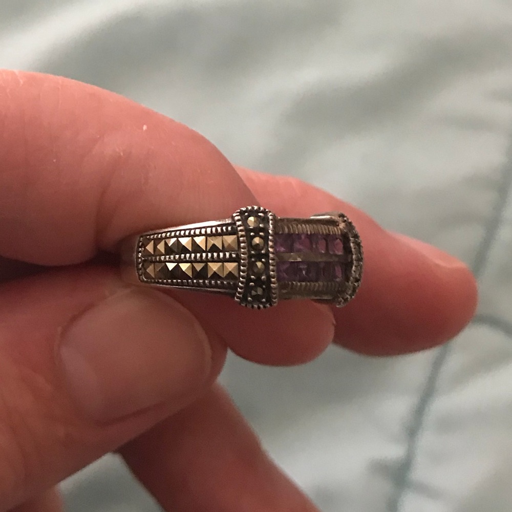 Silver ring with purple ruby - Picture 2 of 3
